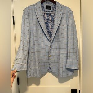 TaylorByrd Light Blue Men's Checkered Blazer, Sise 48L